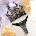 Léa's Secrets Black Lace Bra Set with Steel Ring
