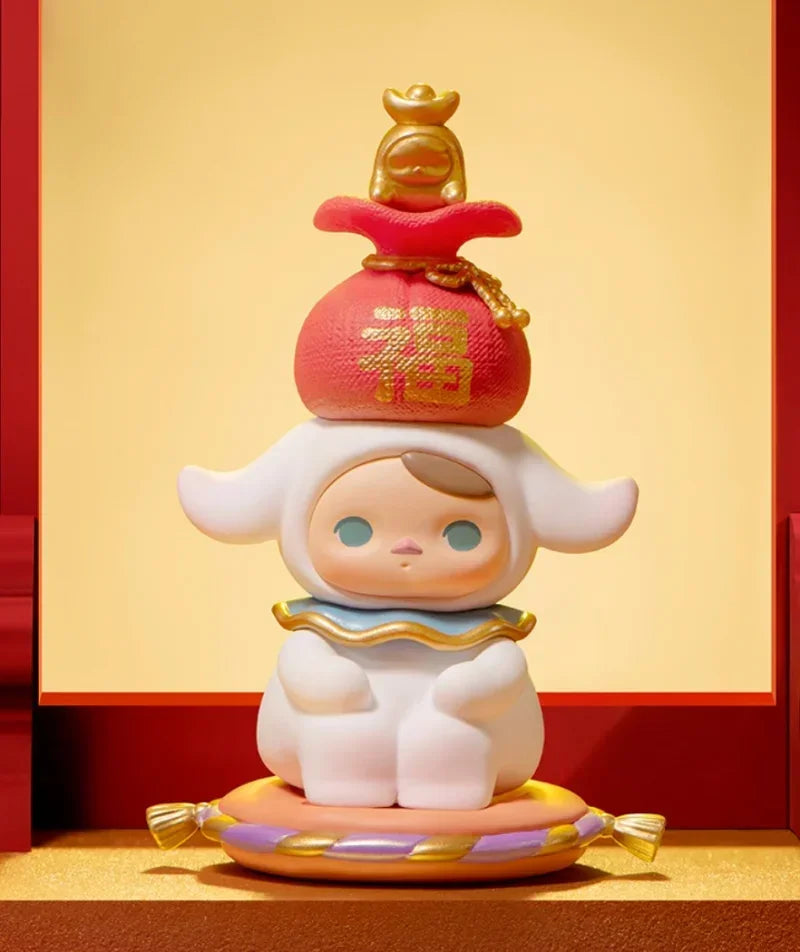 Pop Mart Kawaii PVC Figurine Brown Chinese Knot Red