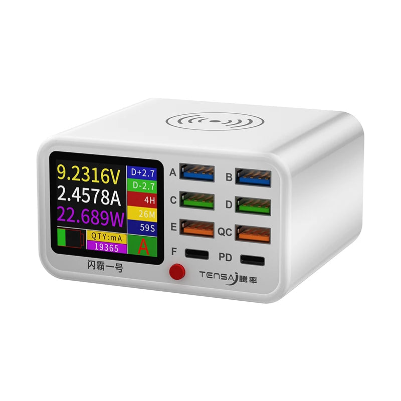 Tensa Station De Charge USB Sans Fil 8 Ports Qi PD