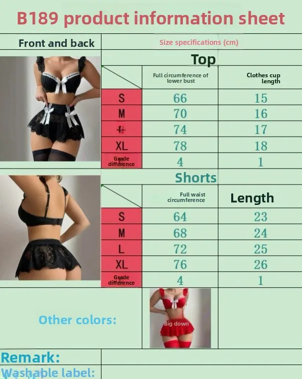 Dedomon Red Lace Maid Cosplay Lingerie Set