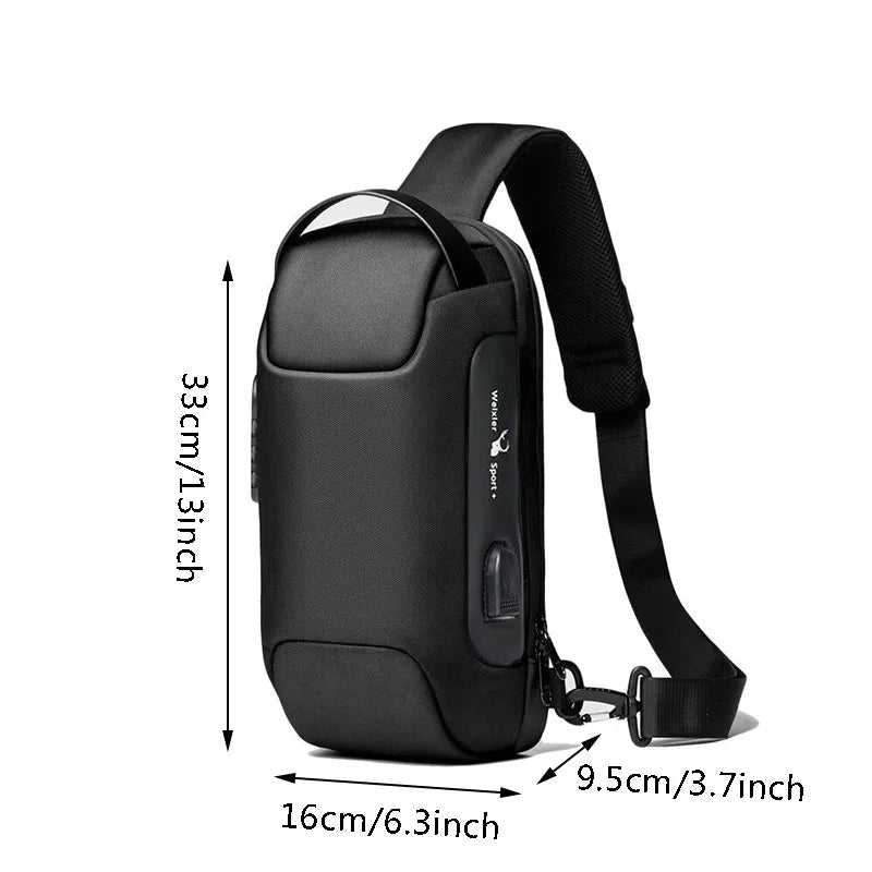 Clyine Sac Bandoulière USB Étanche Oxford Antivol Pour Homme