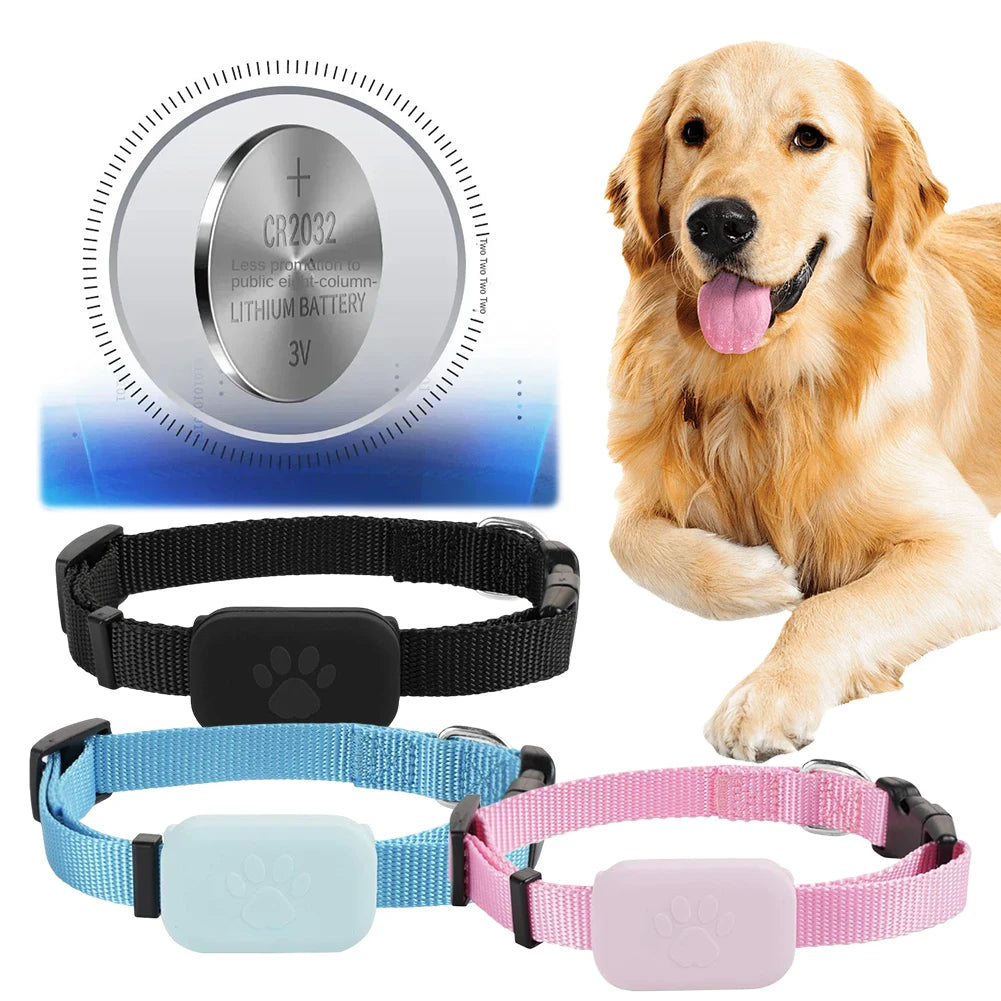 Traceur GPS pour animaux de compagnie sur collier réglable LSDLBoutique – noir/bleu/rose, module GPS inclus