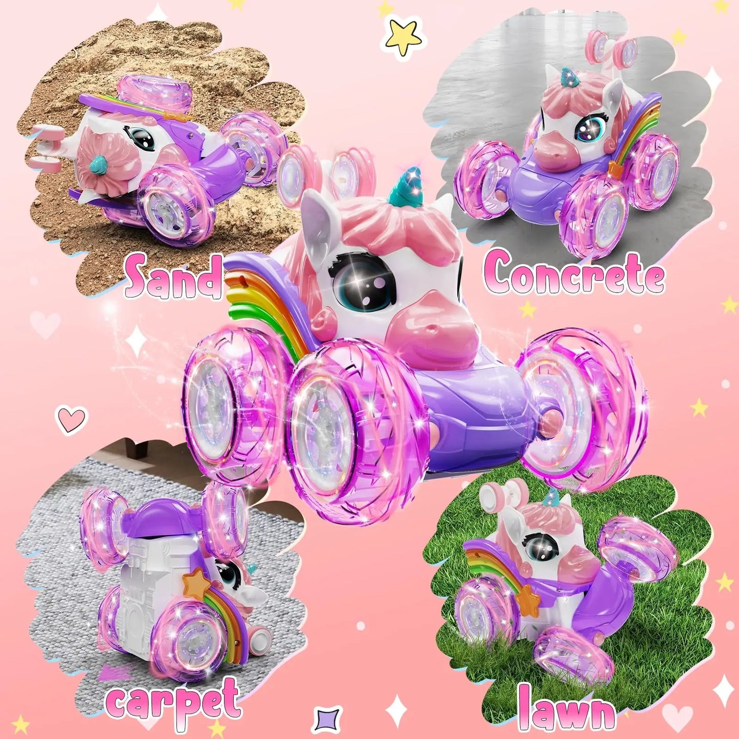 Licorne RC voiture télécommande licorne jouets électriques dessin animé mignon jouets créatif amusant émettant de la lumière poupée fille cadeaux by LSDLBoutique.ch