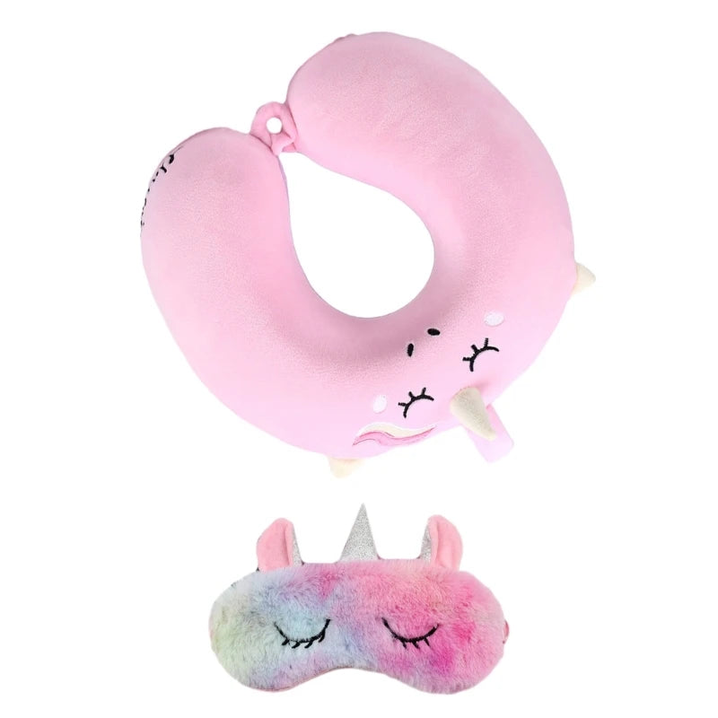 Oreiller avec masque pour les yeux, coussin tête cou, licorne, vol d'affaires, livraison directe by LSDLBoutique.ch
