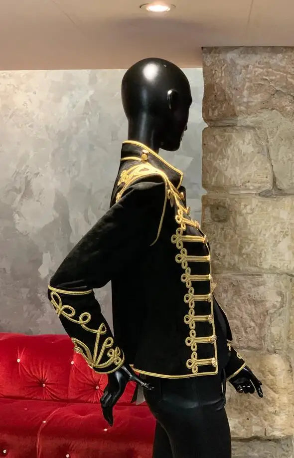 Cosplaydream Manteau Steampunk Gothique Noir Ornements Dorés