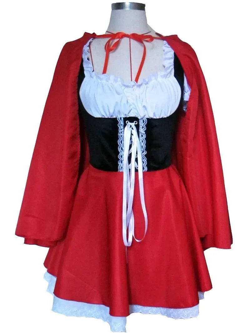 Little Red Riding Hood Costume – Women's Dress and Cape Cosplay Fairy Tale Outfit