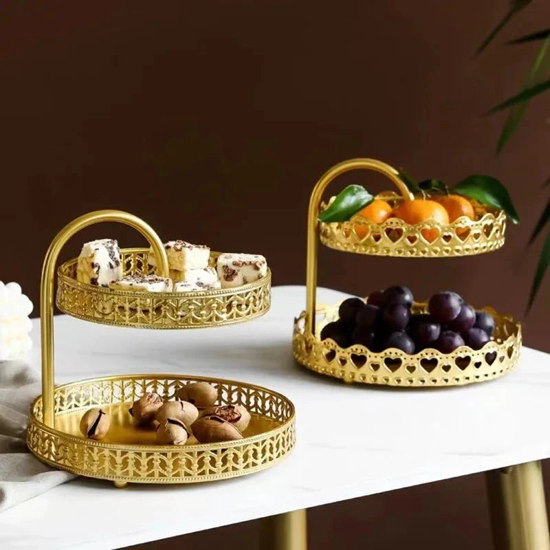 Présentoir à Fruits Double Étage – Design Nordique en Fer Forgé - LSDLBoutique