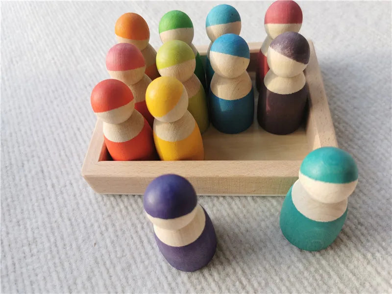 Jouets Bois Montessori Arc En Ciel Formes Empilables Tilleul Colorés Pour Développement Sensoriel Et Motricité by LSDLBoutique.ch