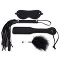 Ensemble bondage 4 pièces – Fouet, masque, plume et accessoires