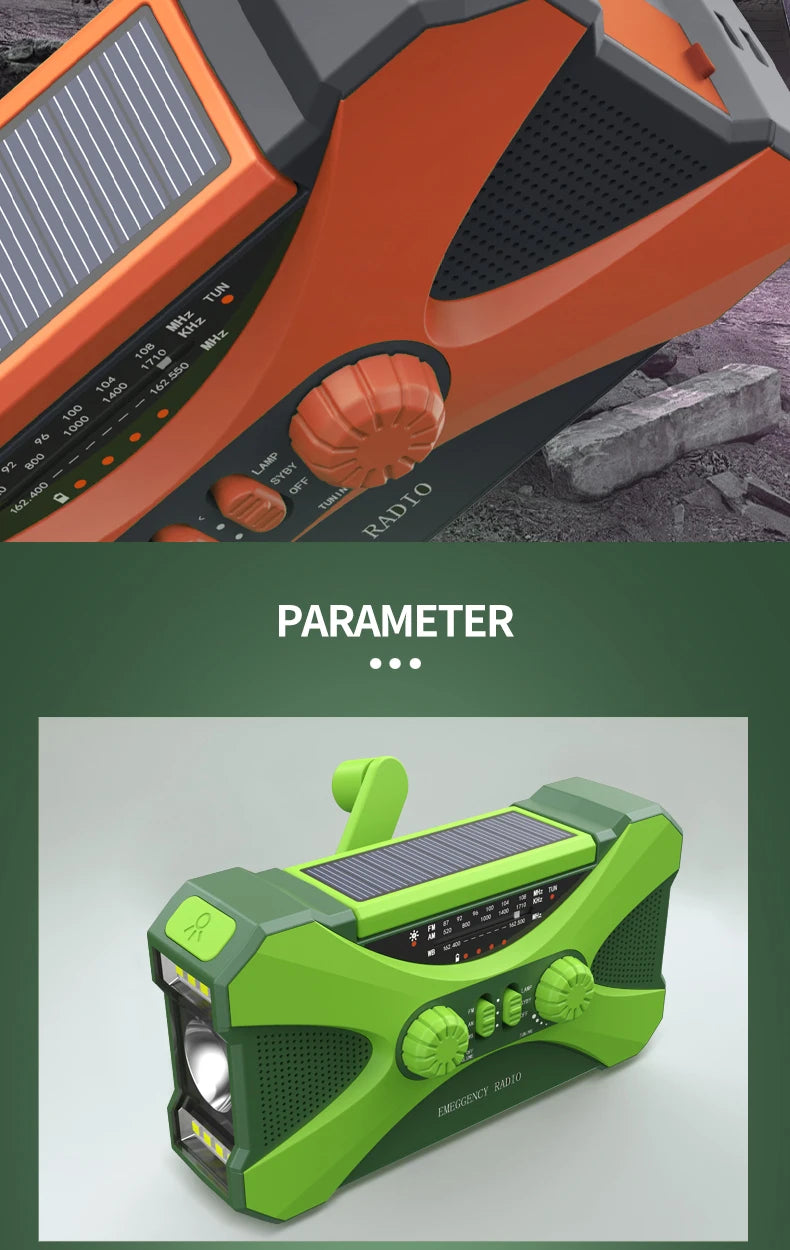 Radio Urgence Solaire 10000mAh AM FM SW LED Manivelle Recharge USB Portable Et Fiable by LSDLBoutique