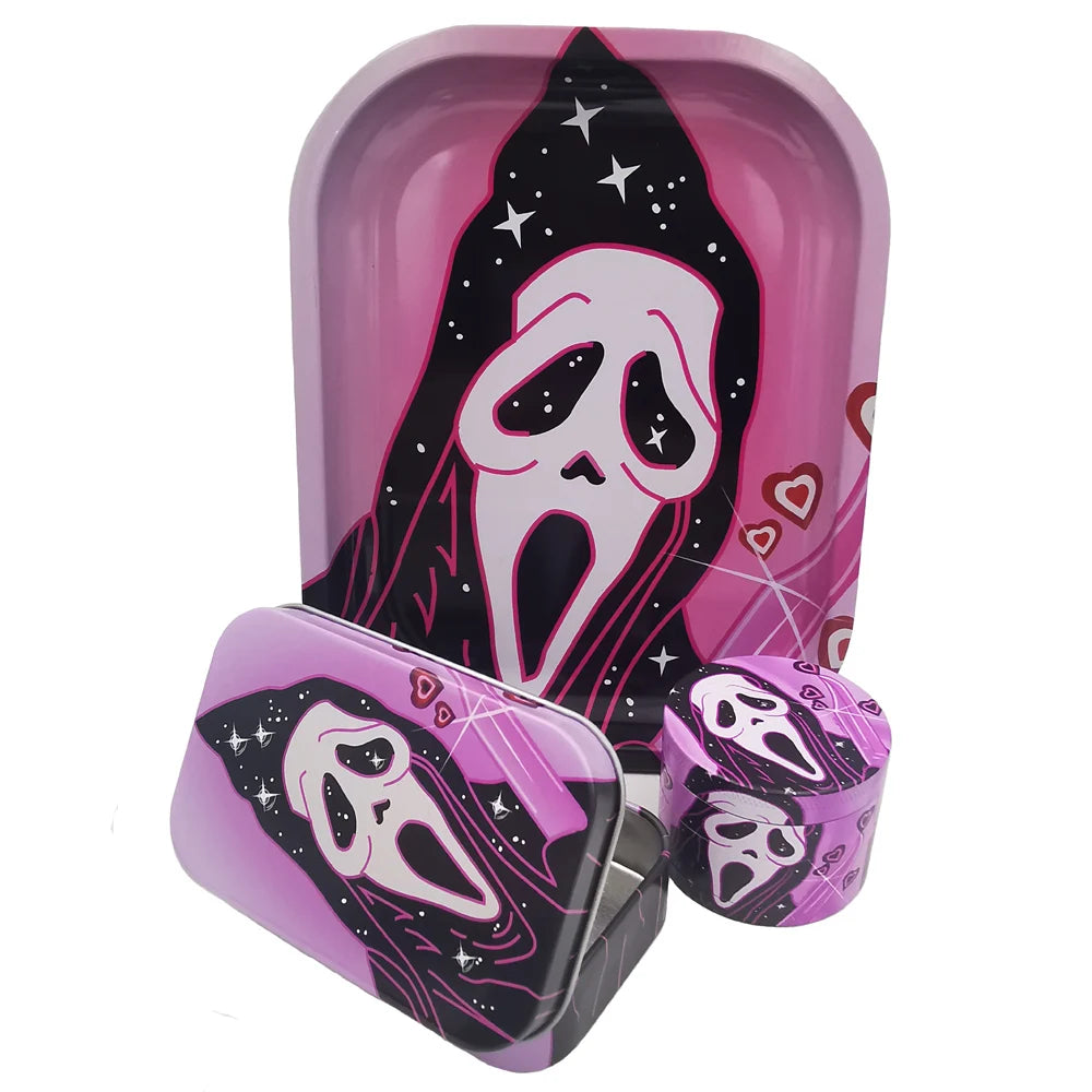 Ghost 50mm Metall-Rauchmühlen-Set mit 18x14cm Tablett