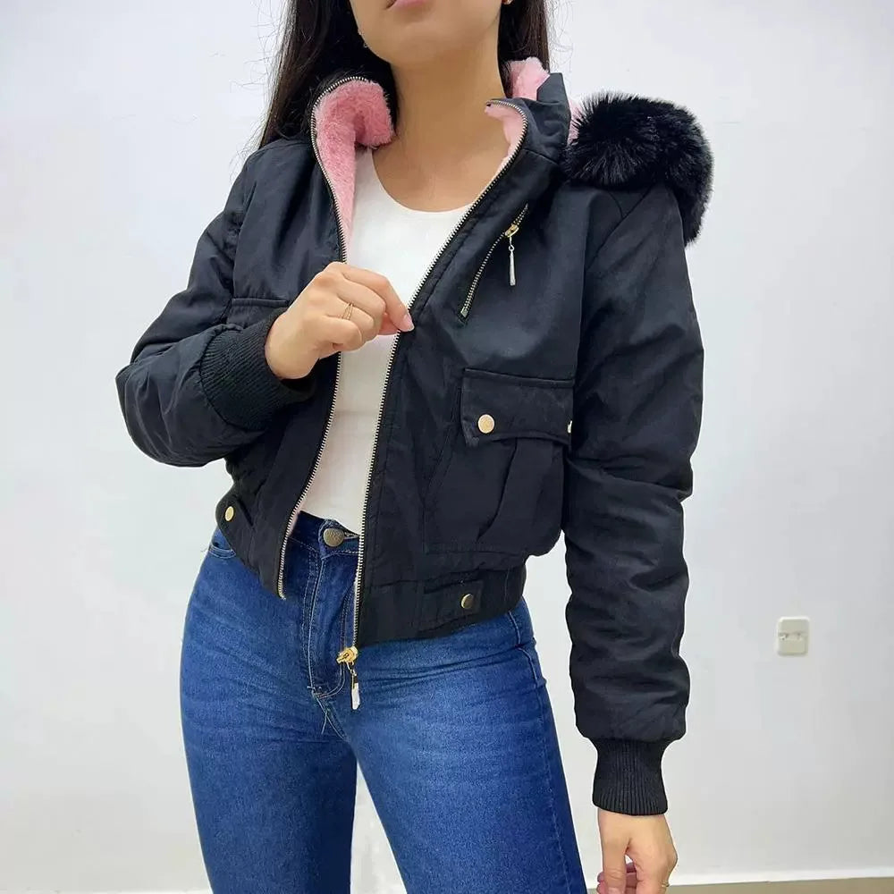 RANM Veste À Capuche Femme Polyester Rose Doublée Polaire