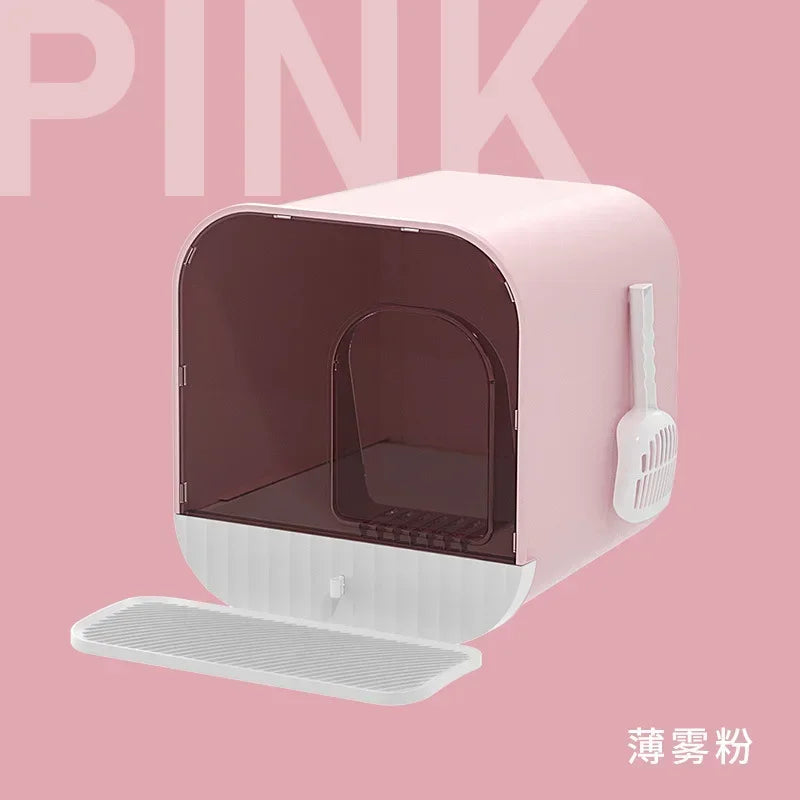 Cat Litter Box Fully Enclosed Splash-proof Cat Toilet with Litter Scoop Large Capacity Drawer Type Cat Litter Box Cat Accessorie
