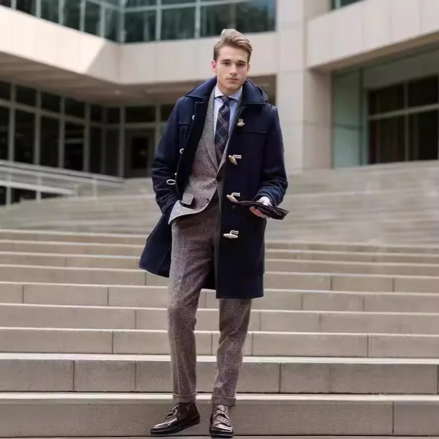 Pardessus en Duvet D'Oie Épais Boutons en Corne Long Nordique