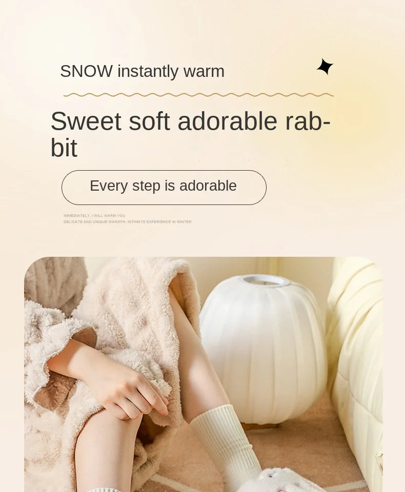 Mo Dou Pantoufles Imperméables en Peluche Unisexe Hiver