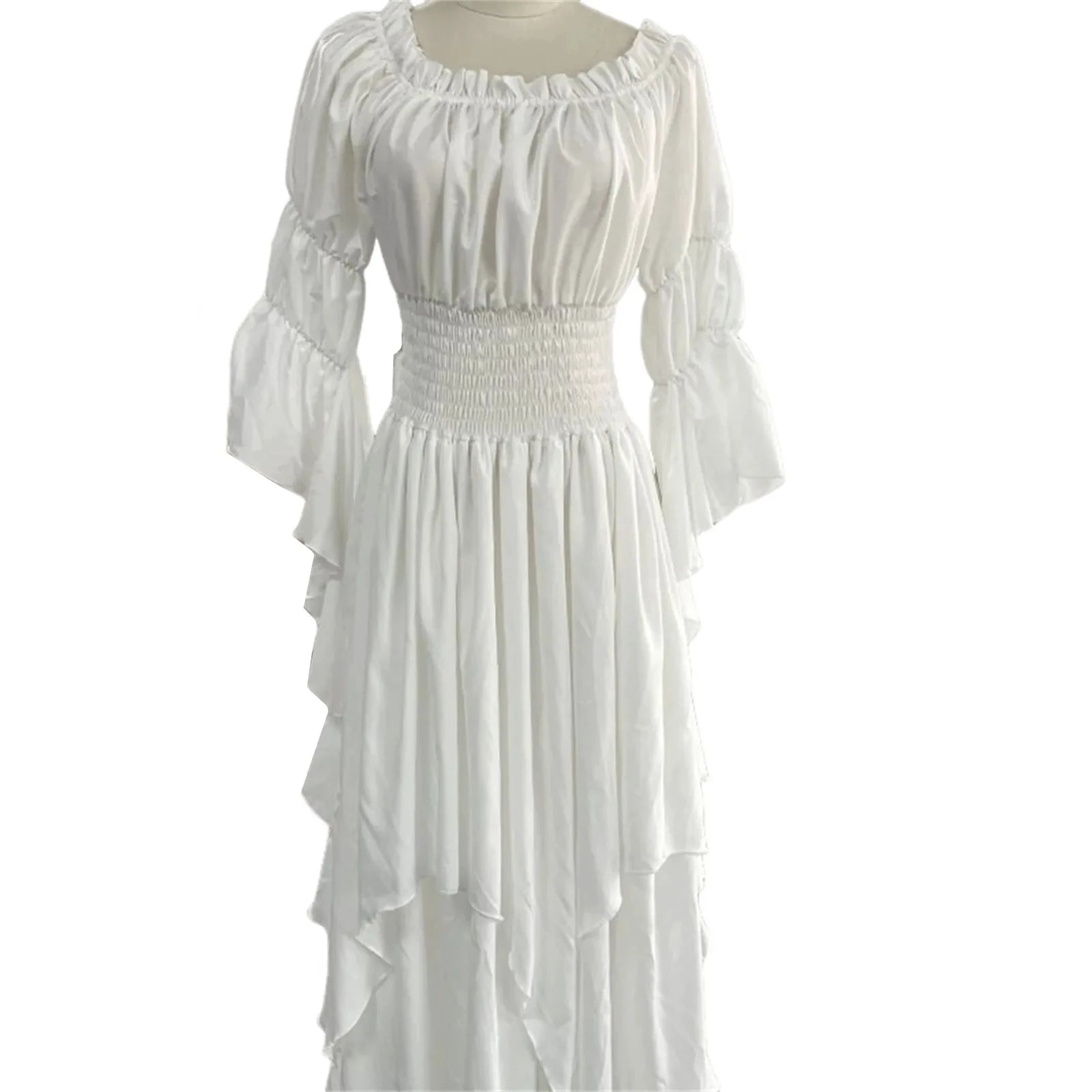 Robe longue style médiéval manches longues encolure élastique