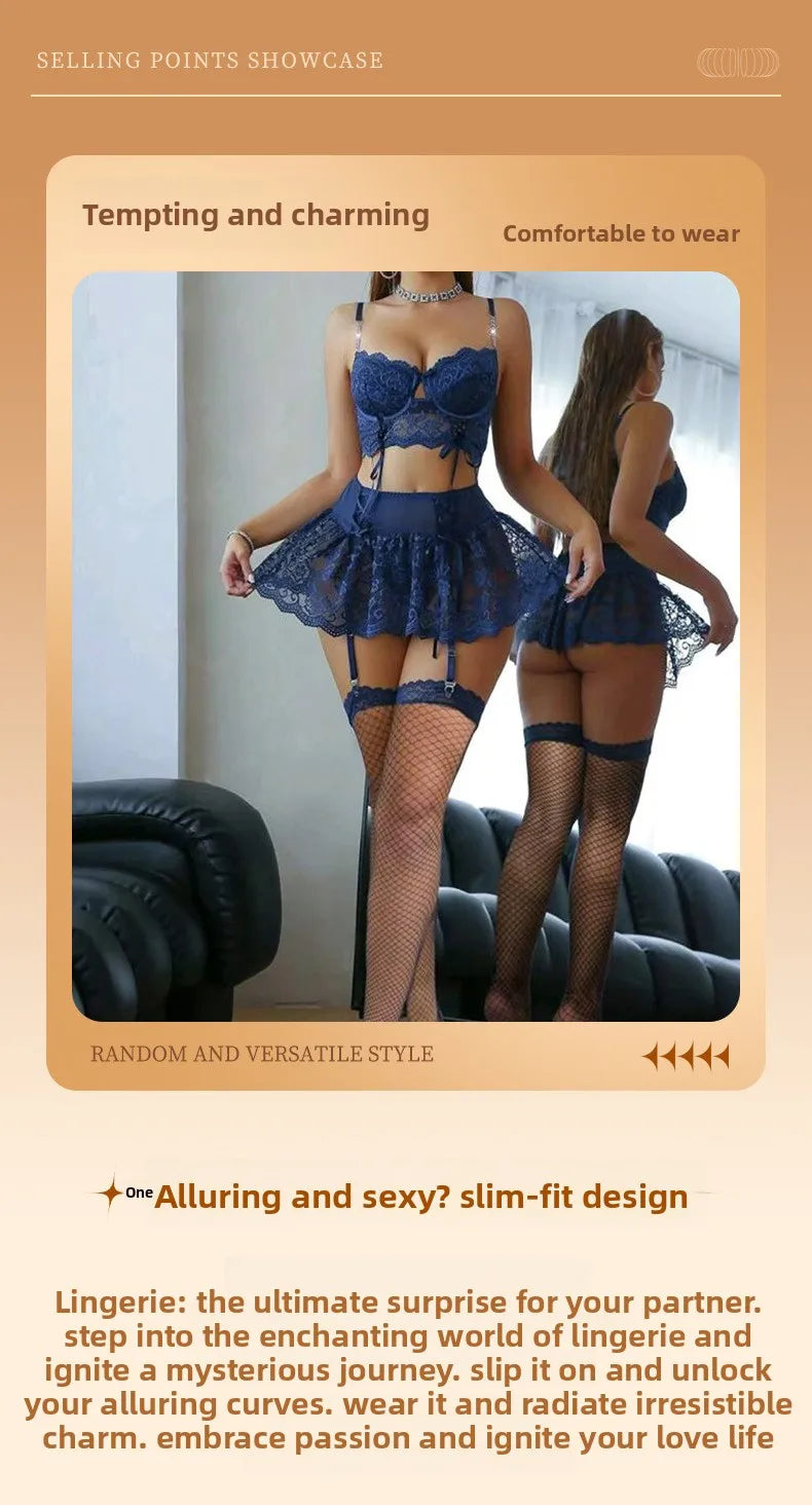 Les Secrets de Léa Body Dentelle Papillon Bleu Réglable