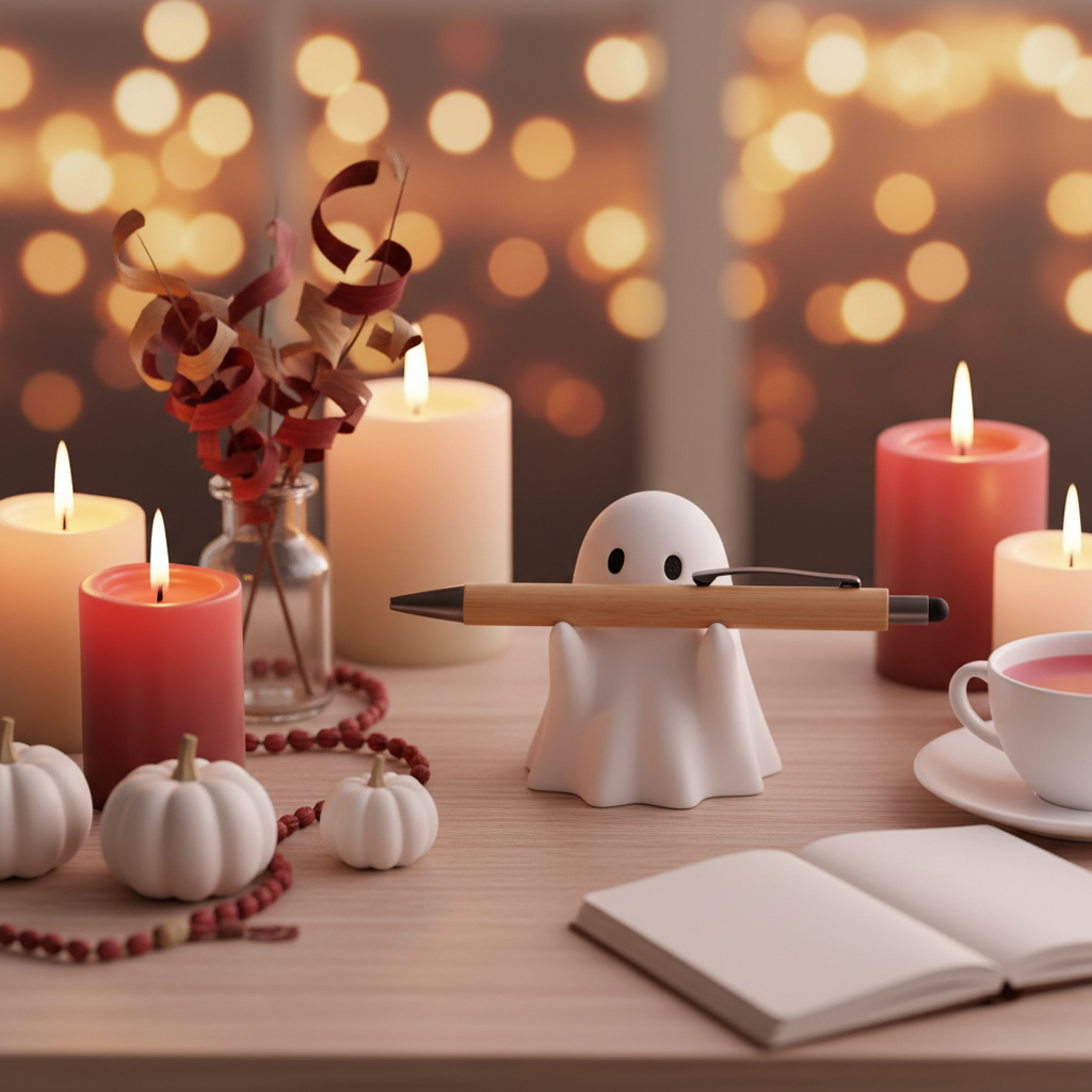 Ghost Pencil Holder – Decorative White Desk Organizer