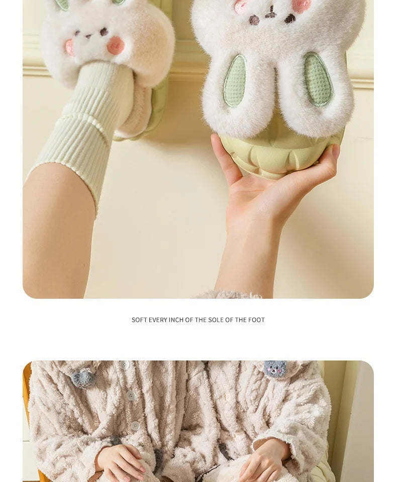 Mo Dou Pantoufles Imperméables en Peluche Unisexe Hiver