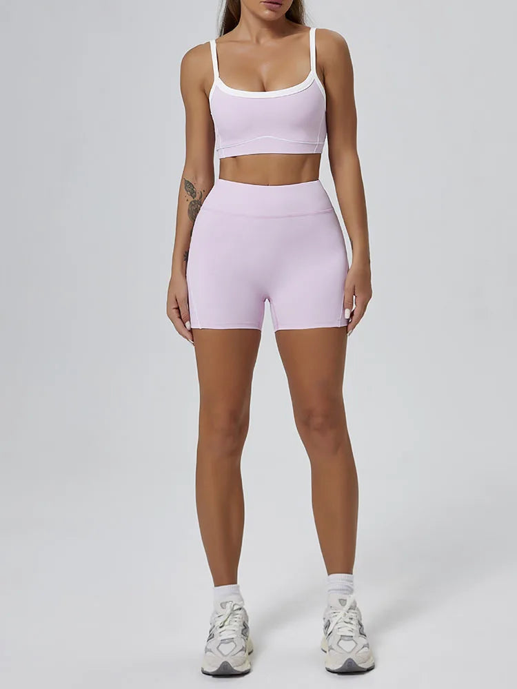 Peiresa Ensemble Yoga Sans Couture Rose Taille Haute