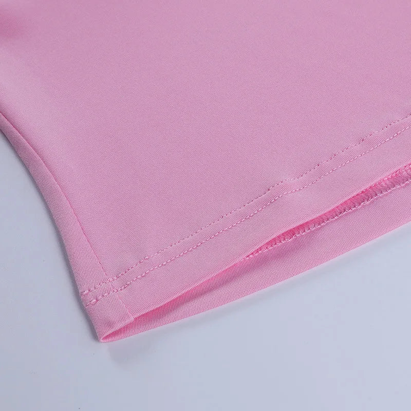 Bidijones Haut Court Dos Nu Rose Sans Manches Femme