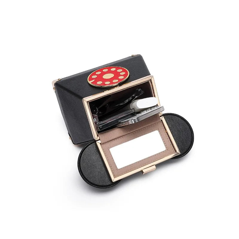 Sac de rangement maquillage forme téléphone rétro