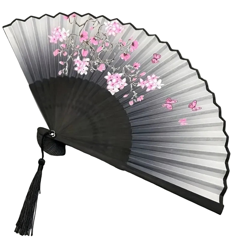 Papierfächer mit Kirschblütenmotiv – Vintage Floral Cherry Blossom Fan