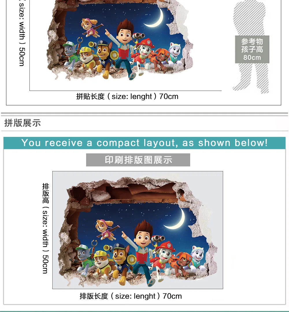Autocollants Muraux Paw Patrol pour la Décoration de la Maison, Adhésifs Mignons, Anime Skye Chase, Graffiti Décoré, Cadeaux d'Anniversaire pour Garçon et Fille by LSDLBoutique.ch