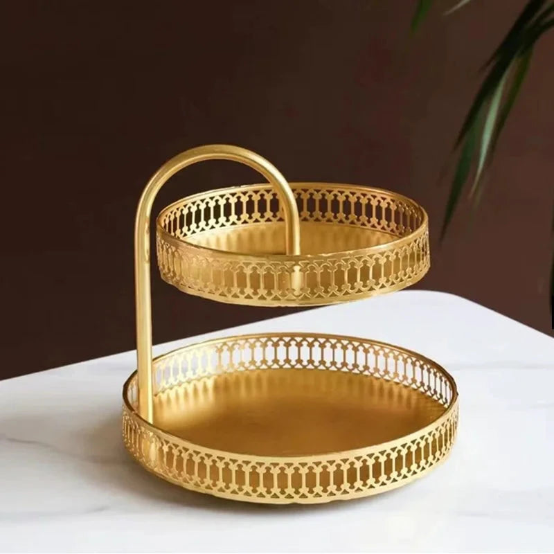 Présentoir à Fruits Double Étage – Design Nordique en Fer Forgé - LSDLBoutique