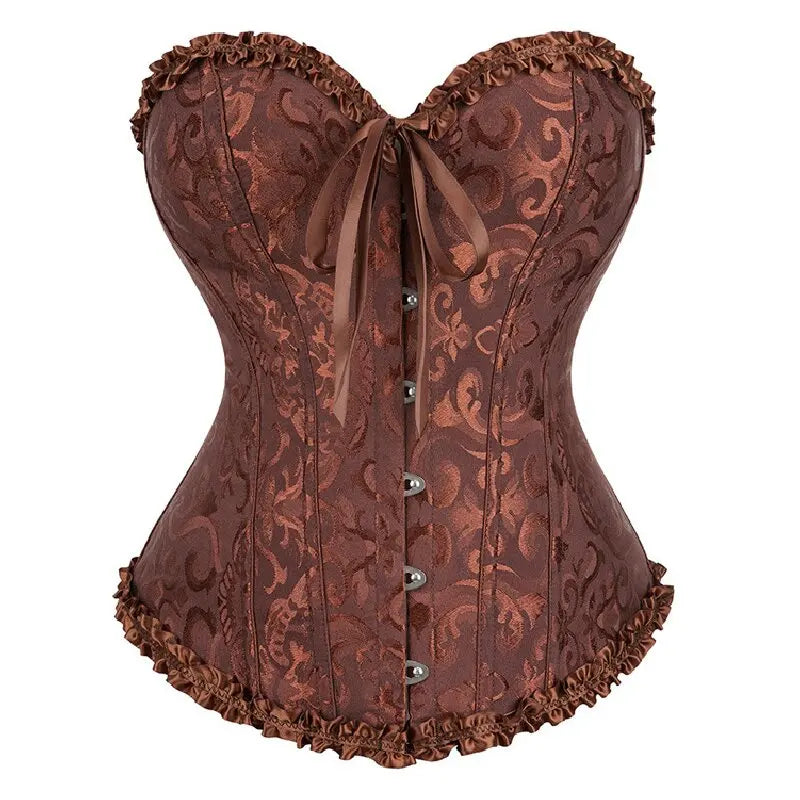 Corselet jacquard floral victorien – Fermeture busc devant