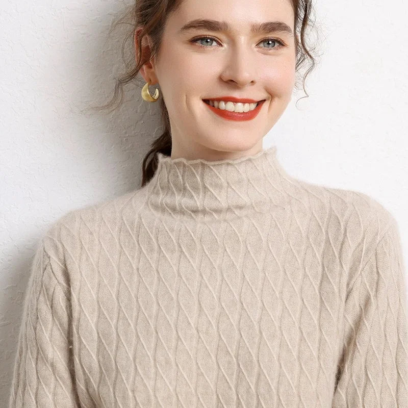 Pull Chaud Femme Cachemire Torsadé Manches Longues by LSDLBoutique.ch