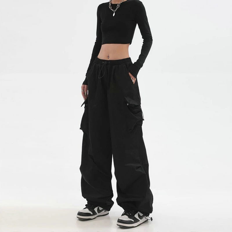 Beysaurt Women's Harajuku Baggy Cargo Pants with Elastic Waist