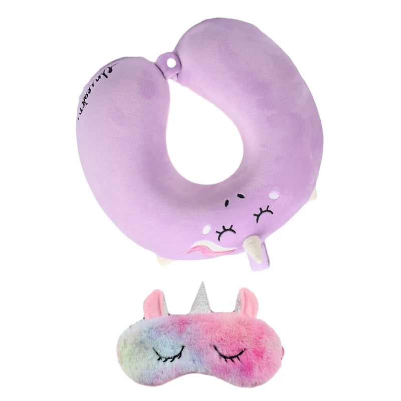 Oreiller avec masque pour les yeux, coussin tête cou, licorne, vol d'affaires, livraison directe by LSDLBoutique.ch