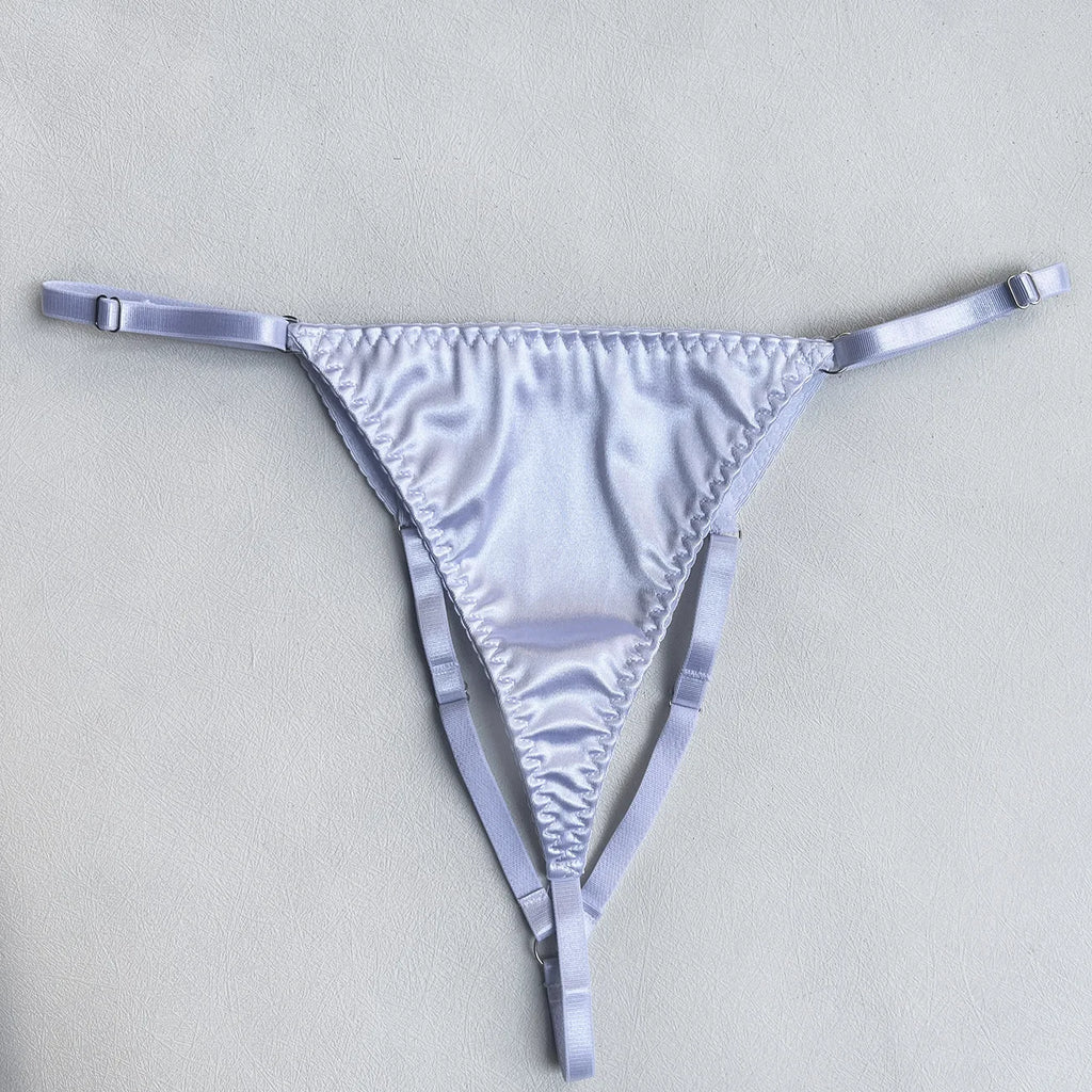 Ellolace Dessous-Set, feiner Satin und Spitze, Rot, 5-teilig