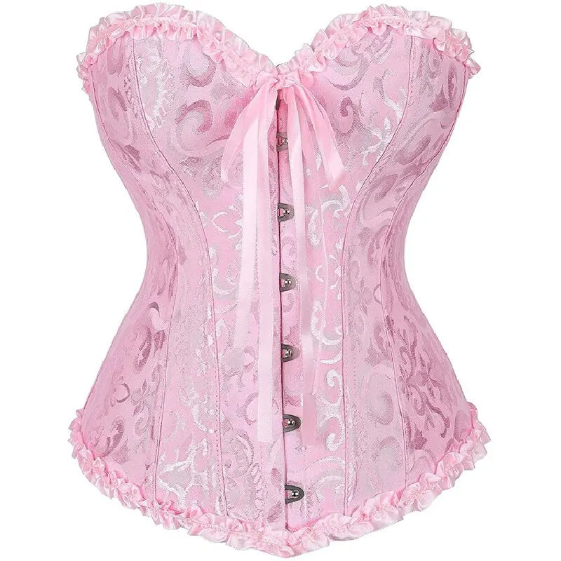 Corselet jacquard floral victorien – Fermeture busc devant