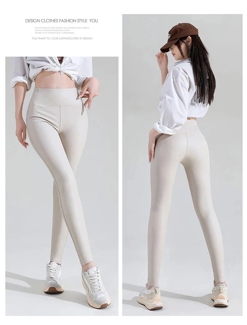 Leggings Cuir PU Noir Taille Haute Serpent