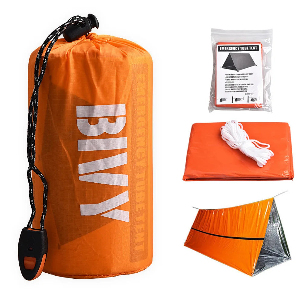 2-Person Waterproof Survival Tent Kit with Mylar Bivy