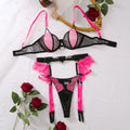 SMPG Ethical Mesh Lingerie Set, Pink and Black, Straps