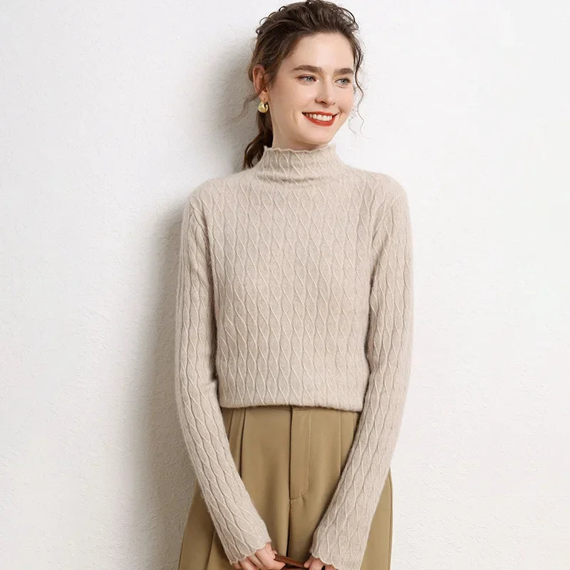 Pull Chaud Femme Cachemire Torsadé Manches Longues by LSDLBoutique.ch