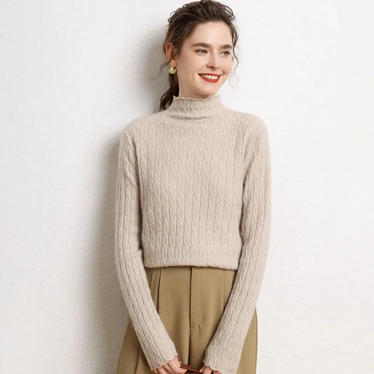 Pull Chaud Femme Cachemire Torsadé Manches Longues by LSDLBoutique.ch