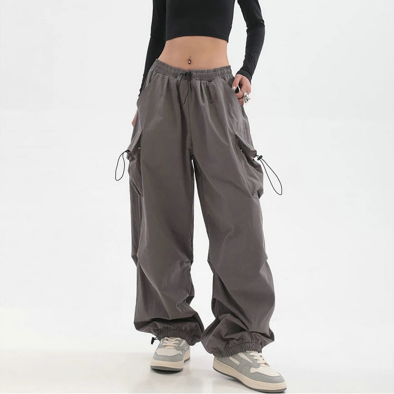Beysaurt Women's Harajuku Baggy Cargo Pants with Elastic Waist