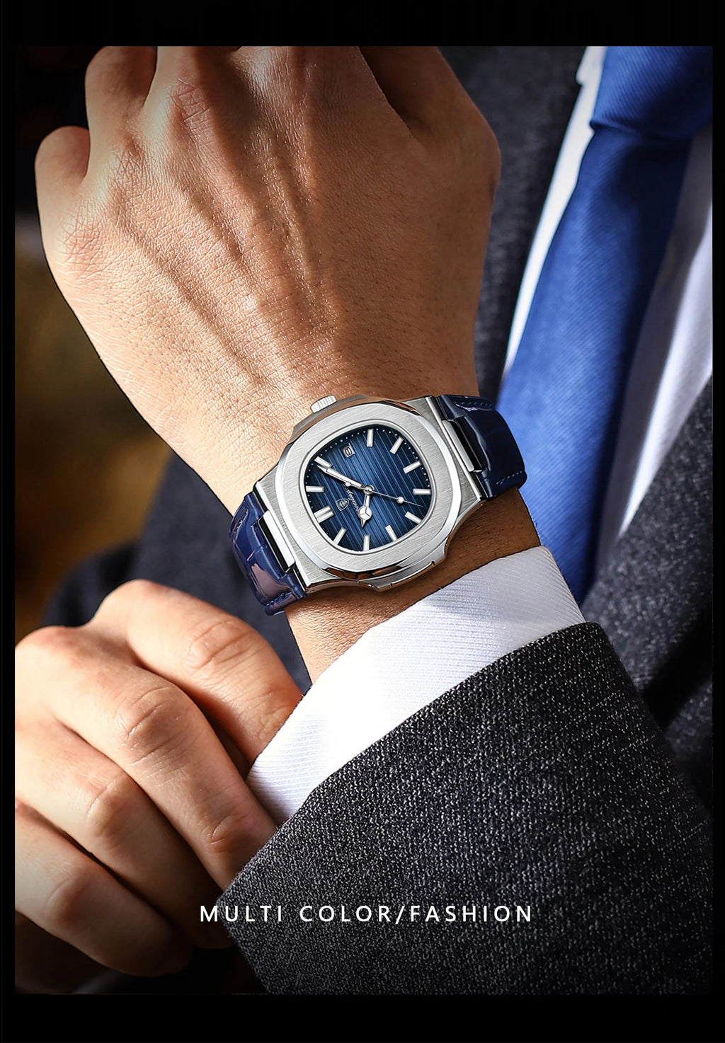 Montre Homme POEDAGAR Étanche Date Cuir Quartz Sport Chic Design Carré Moderne Masculin by LSDLBoutique.ch