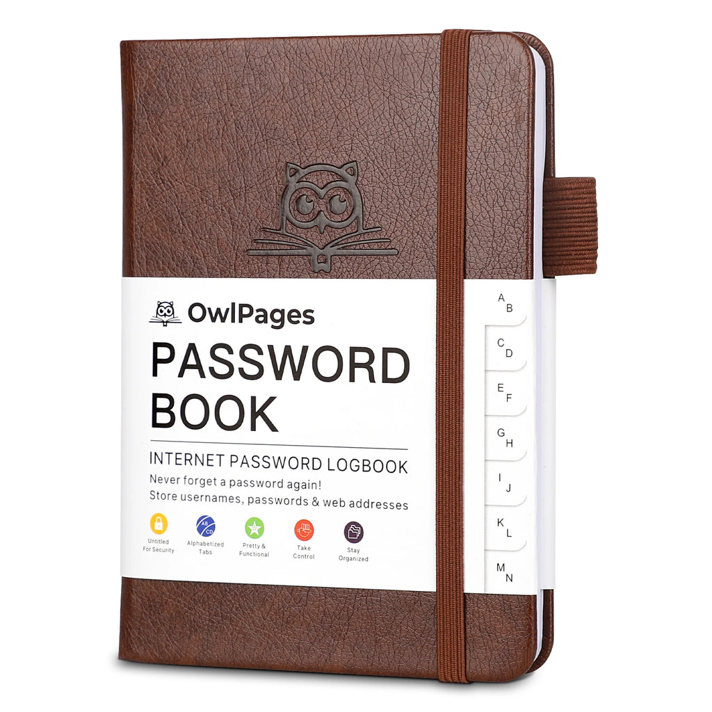 Passwortbuch mit Hardcover-Einband und alphabetischen Registern