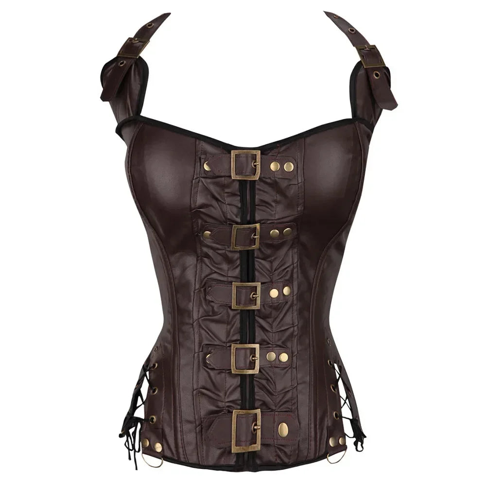 Corselet simili cuir dos-nu steampunk – Style gothique punk