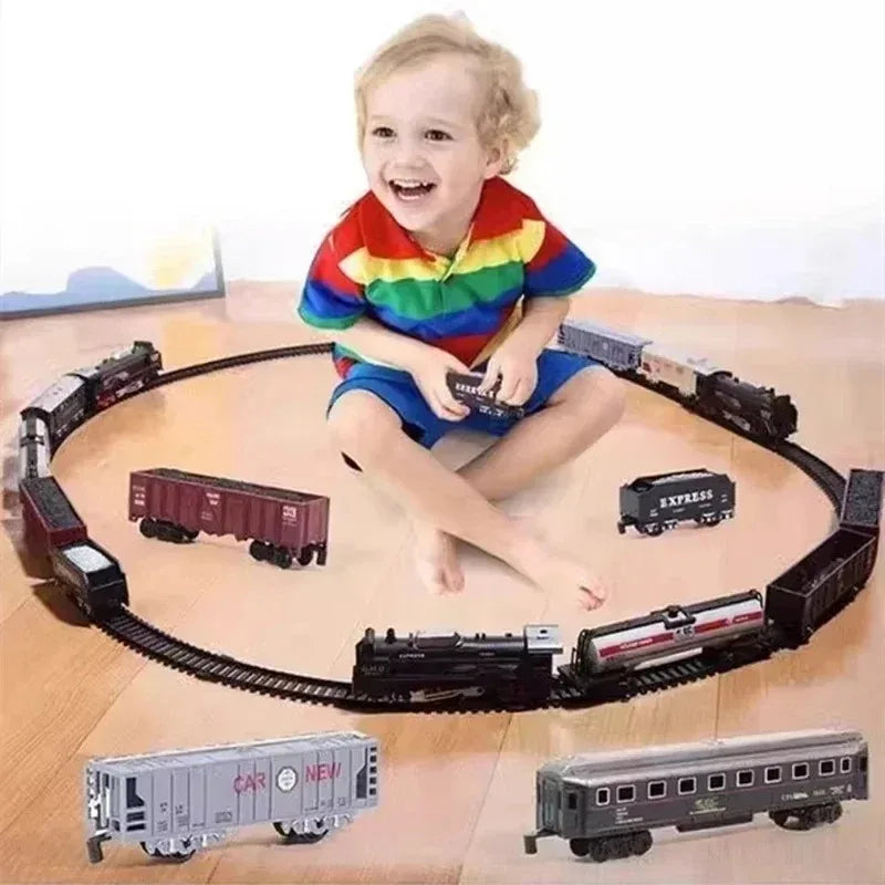 Ensemble de Train électrique avec lumières, modèle de Train de Locomotive avec entraîneur de passagers/voiture de chargement et pistes, cadeaux d'anniversaire et de noël pour enfants by LSDLBoutique.ch