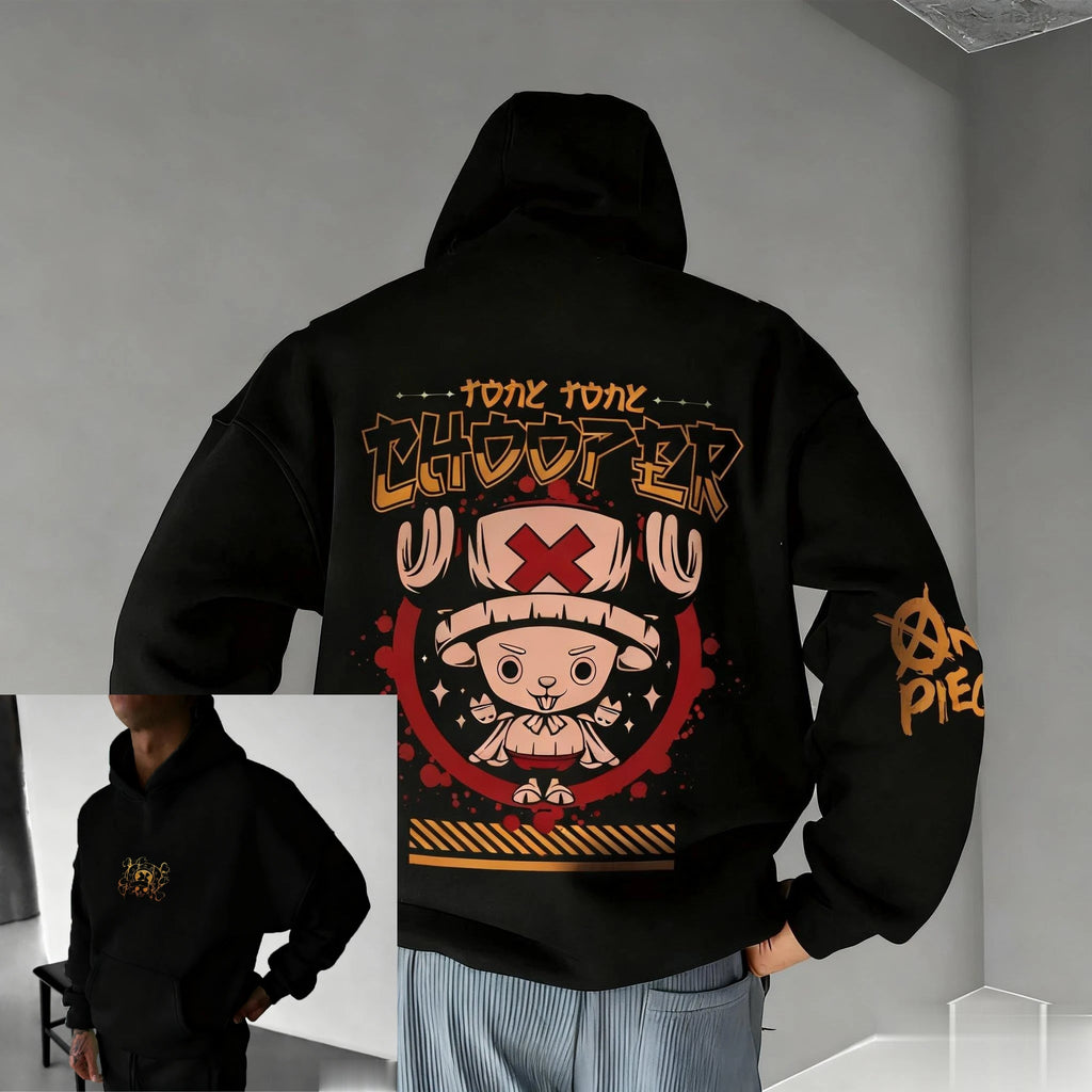Sweat à capuche oversize anime – One Piece Chopper Graphic