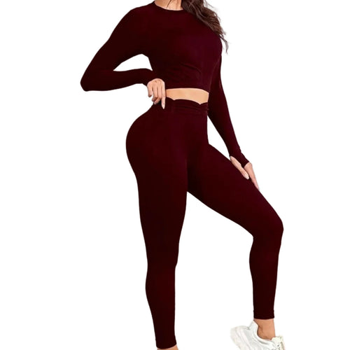 Seamless Yoga Set: Crop Top and High-Waisted Leggings
