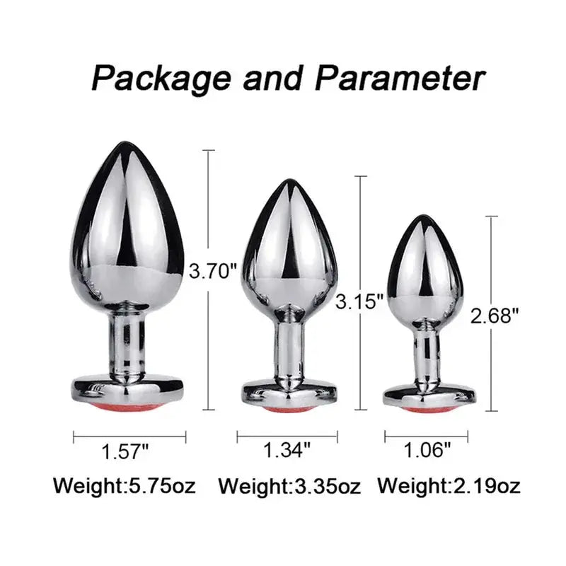 Plug anal en métal avec cristal – Set de 3 tailles