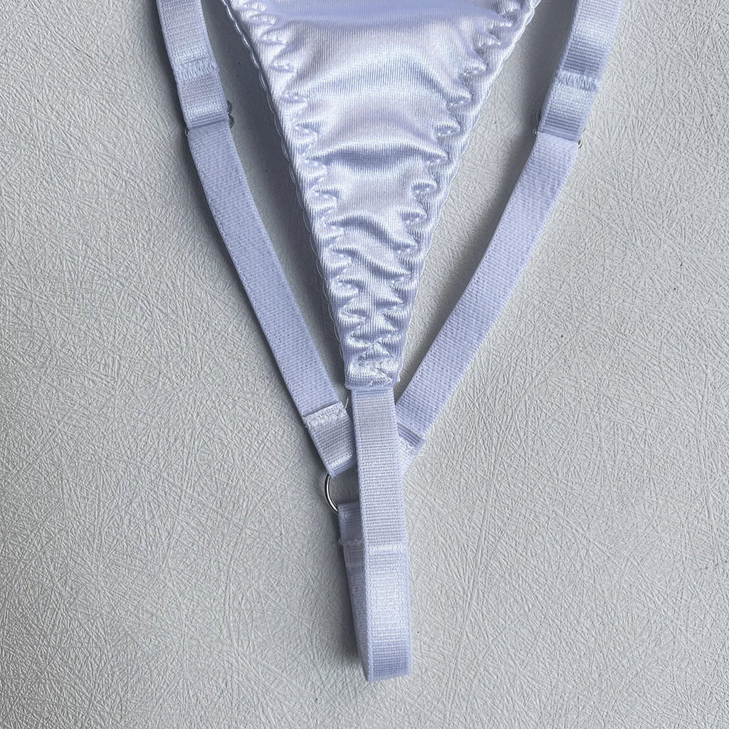 Ellolace Dessous-Set, feiner Satin und Spitze, Rot, 5-teilig