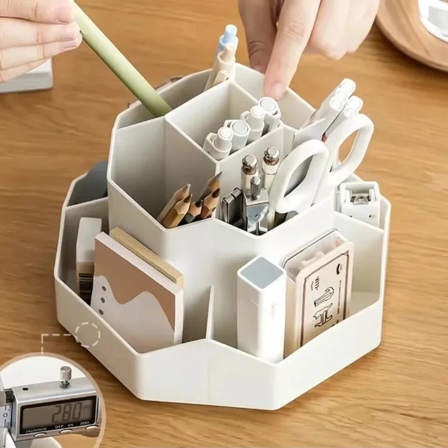 Organiseur de bureau rotatif 360° – Porte-stylos multi-cases